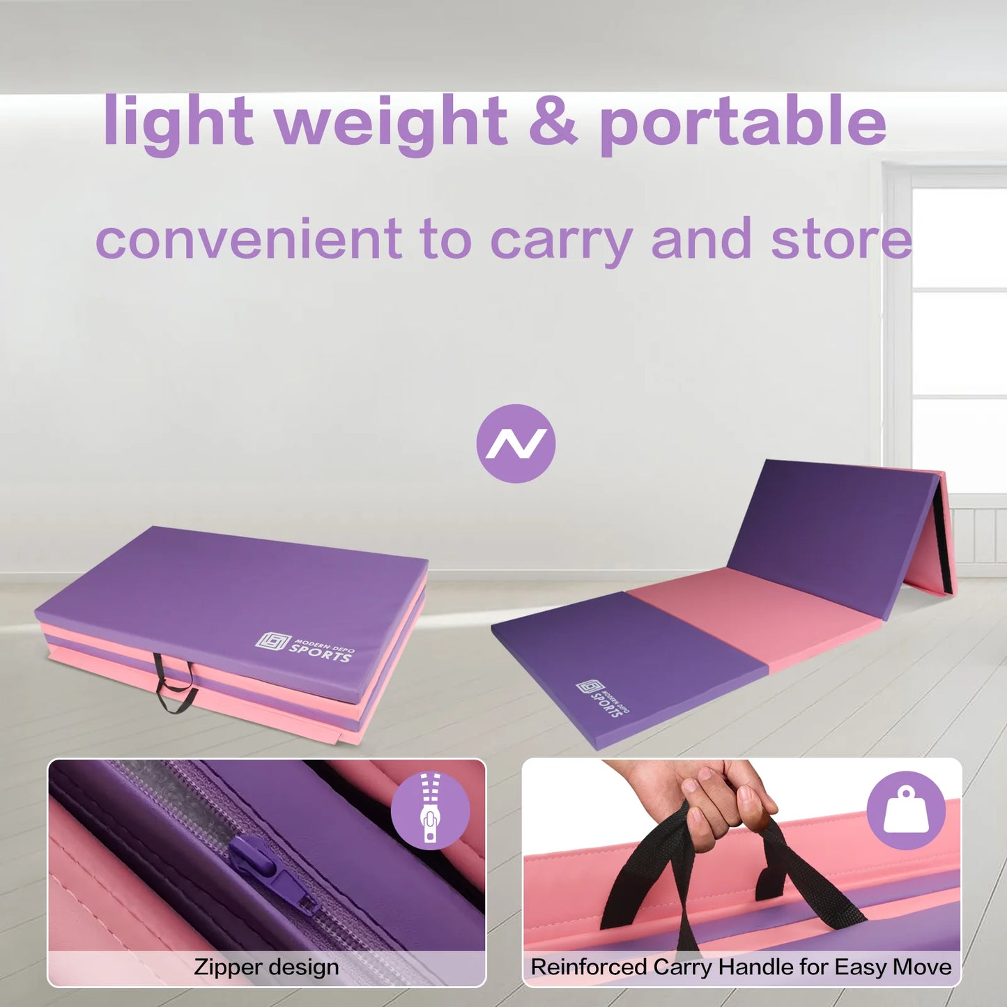 Gymnastics Mat 10'X4'X2" Foldable Tumbling Mats with Carrying Handles Four Fold Thick Exercise Mat for Home Aerobics Stretching Yoga