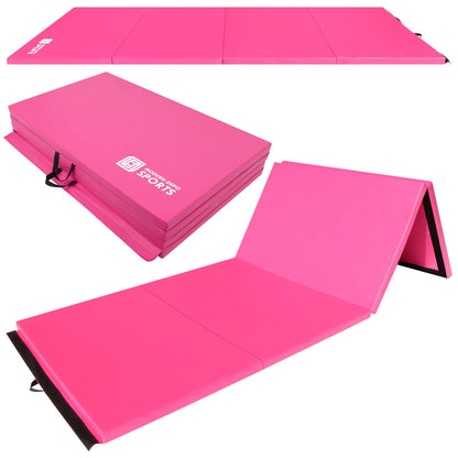 Gymnastics Mat 10'X4'X2" Foldable Tumbling Mats with Carrying Handles Four Fold Thick Exercise Mat for Home Aerobics Stretching Yoga
