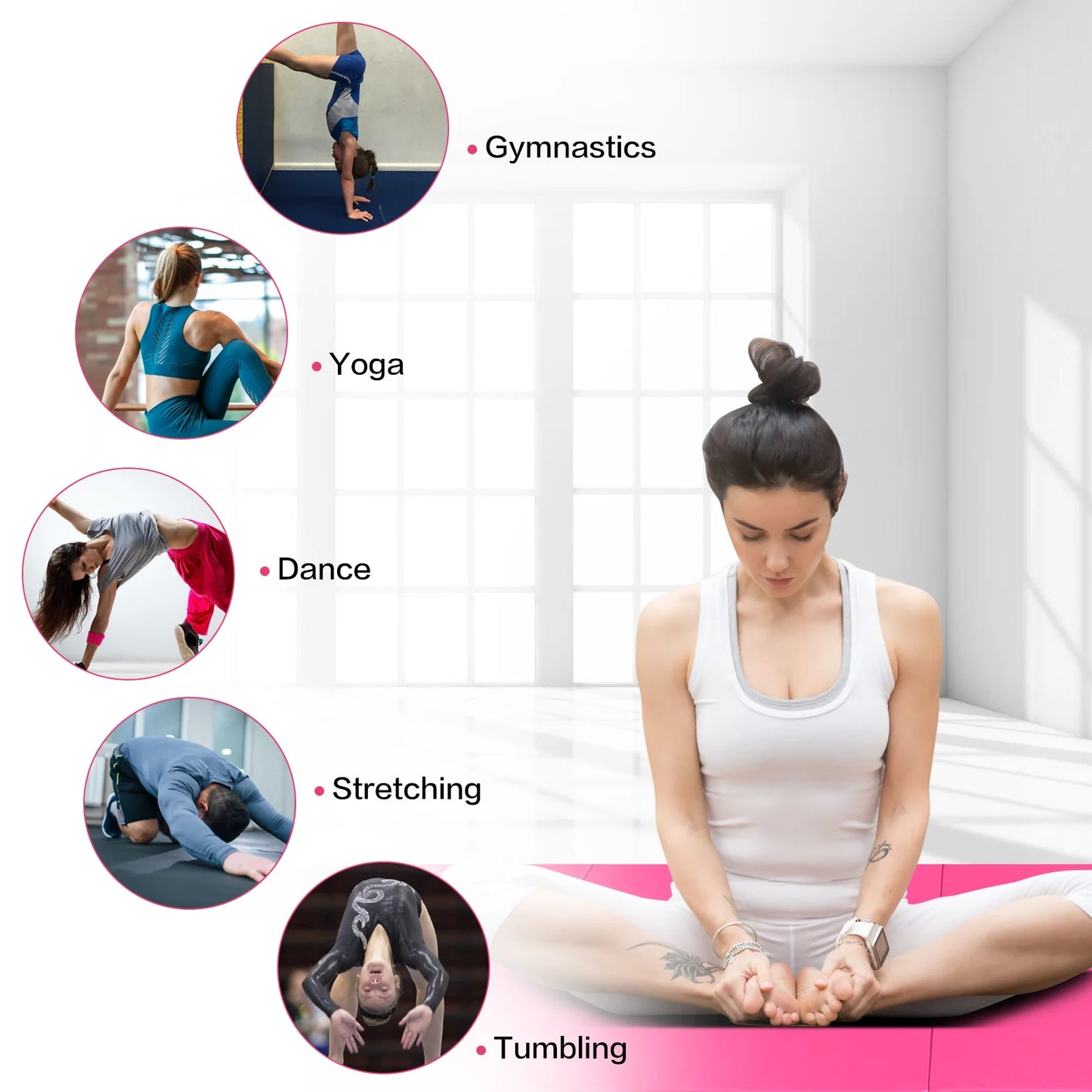 Gymnastics Mat 10'X4'X2" Foldable Tumbling Mats with Carrying Handles Four Fold Thick Exercise Mat for Home Aerobics Stretching Yoga