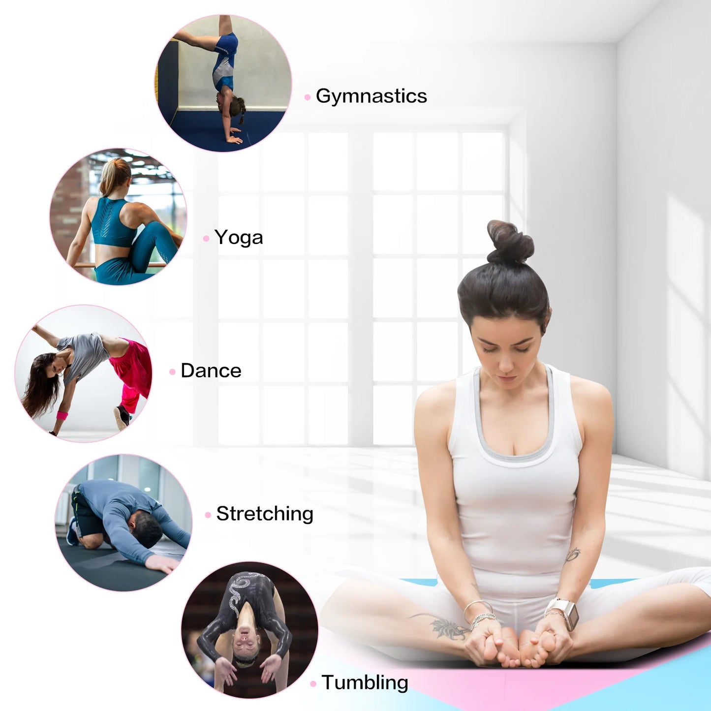 Gymnastics Mat 10'X4'X2" Foldable Tumbling Mats with Carrying Handles Four Fold Thick Exercise Mat for Home Aerobics Stretching Yoga