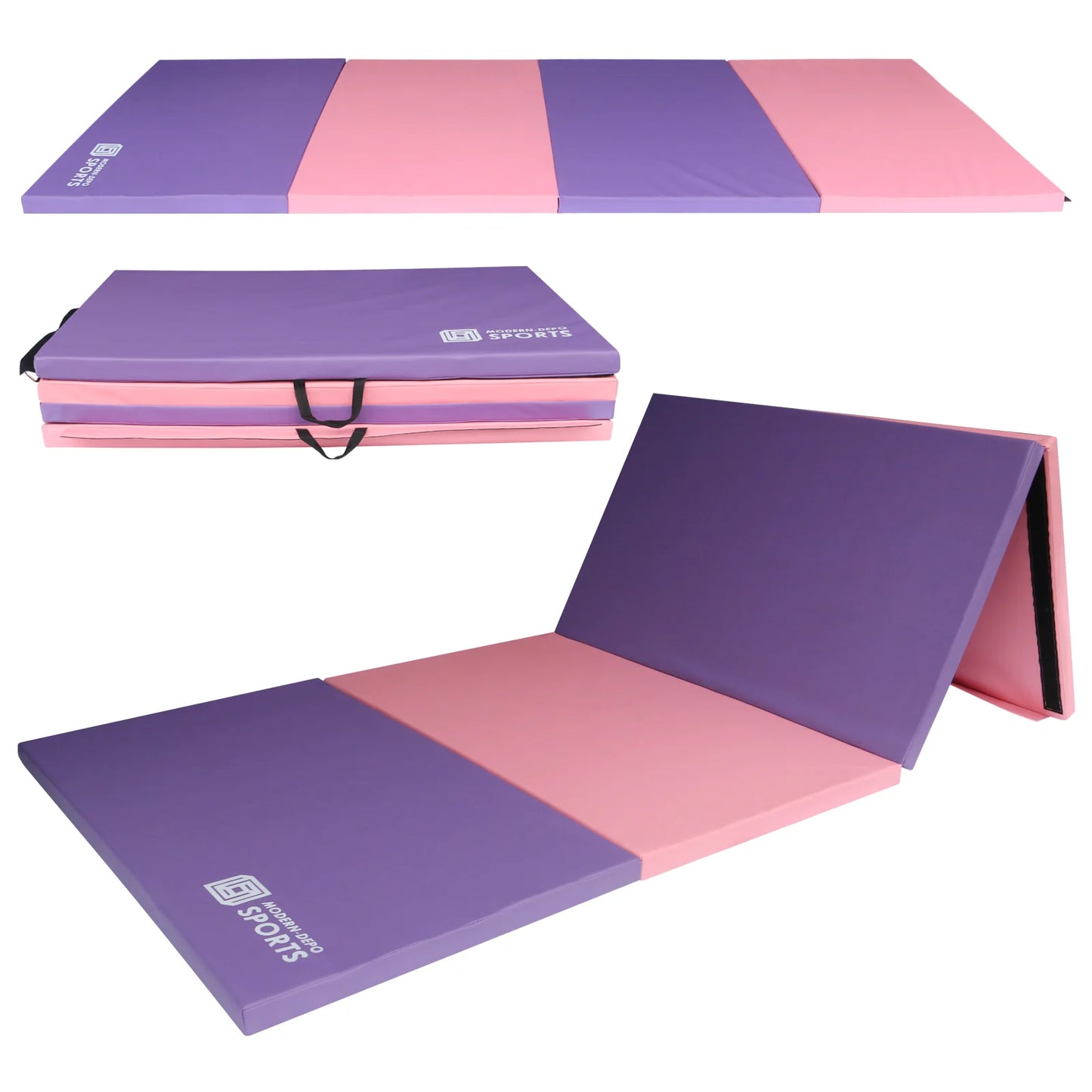 Gymnastics Mat 10'X4'X2" Foldable Tumbling Mats with Carrying Handles Four Fold Thick Exercise Mat for Home Aerobics Stretching Yoga