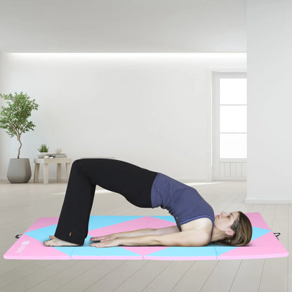 Gymnastics Mat 10'X4'X2" Foldable Tumbling Mats with Carrying Handles Four Fold Thick Exercise Mat for Home Aerobics Stretching Yoga