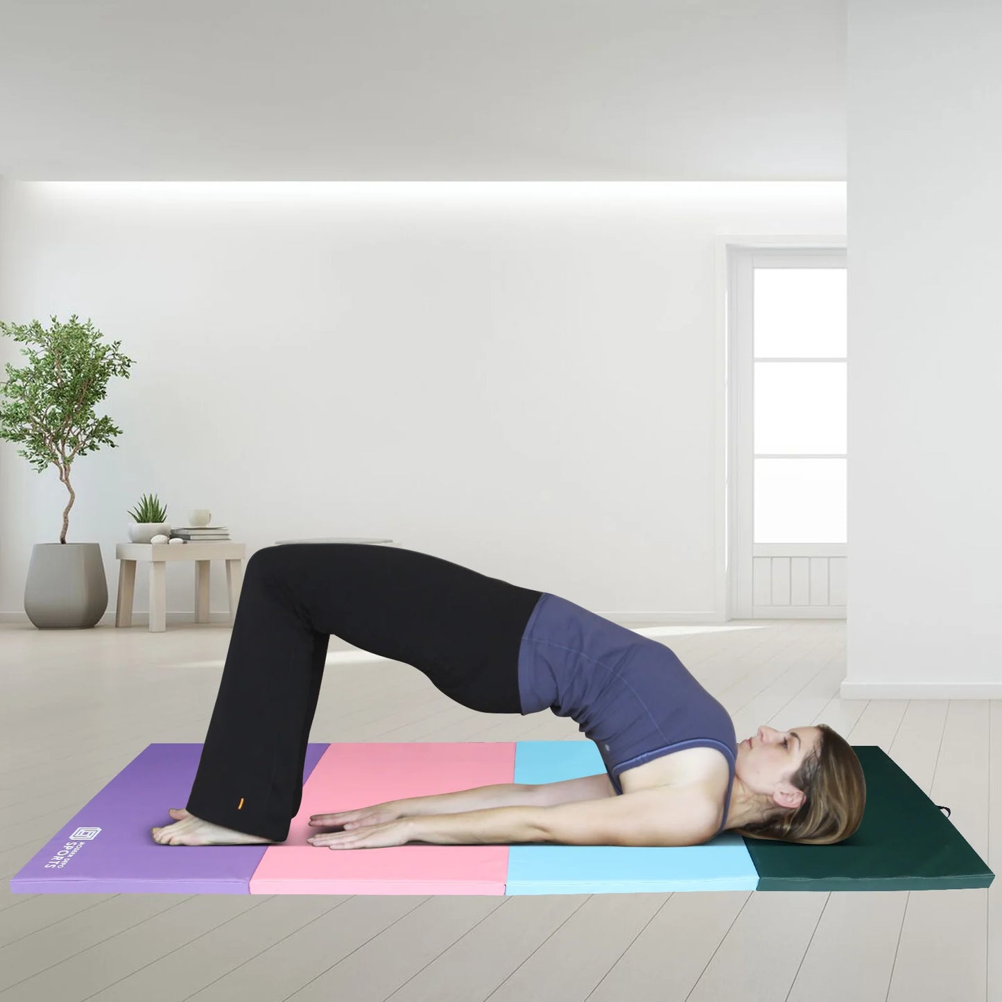 Gymnastics Mat 10'X4'X2" Foldable Tumbling Mats with Carrying Handles Four Fold Thick Exercise Mat for Home Aerobics Stretching Yoga