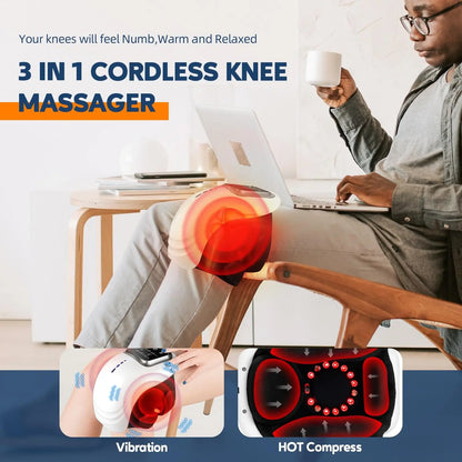 Smart Cordless Knee Massager with Heat and Vibration Air Pressure Relaxing Device for Daily Comfort Muscle Soothing Gift