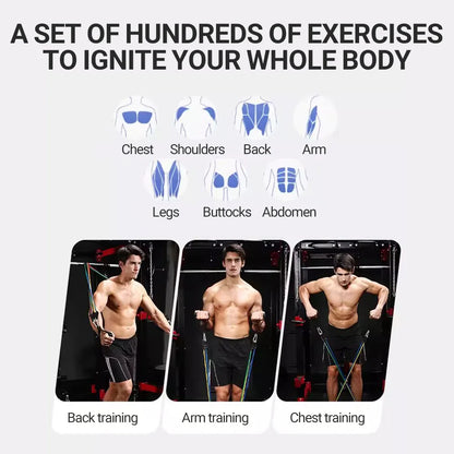 Ultimate 10-14 Pcs Pull Rope Bodybuilding Resistance Bands Set - Multi-Function Tensioner for Total Muscle Training