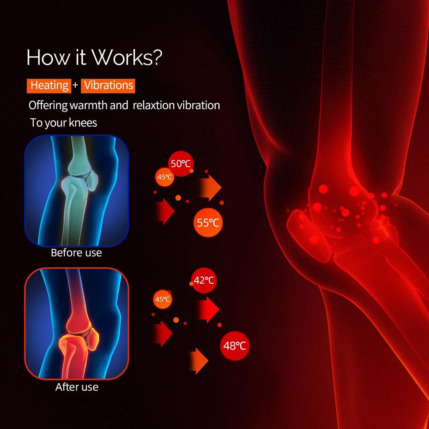 Smart Cordless Knee Massager with Heat and Vibration Air Pressure Relaxing Device for Daily Comfort Muscle Soothing Gift