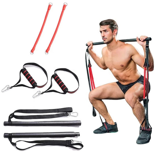 Transform Your Home Workouts with the Versatile Muscle Tension Bar and Resistance Bands - Ultimate Body Workout Fitness Equipment!