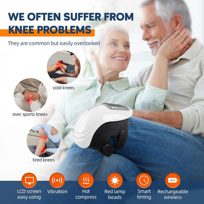 Smart Cordless Knee Massager with Heat and Vibration Air Pressure Relaxing Device for Daily Comfort Muscle Soothing Gift