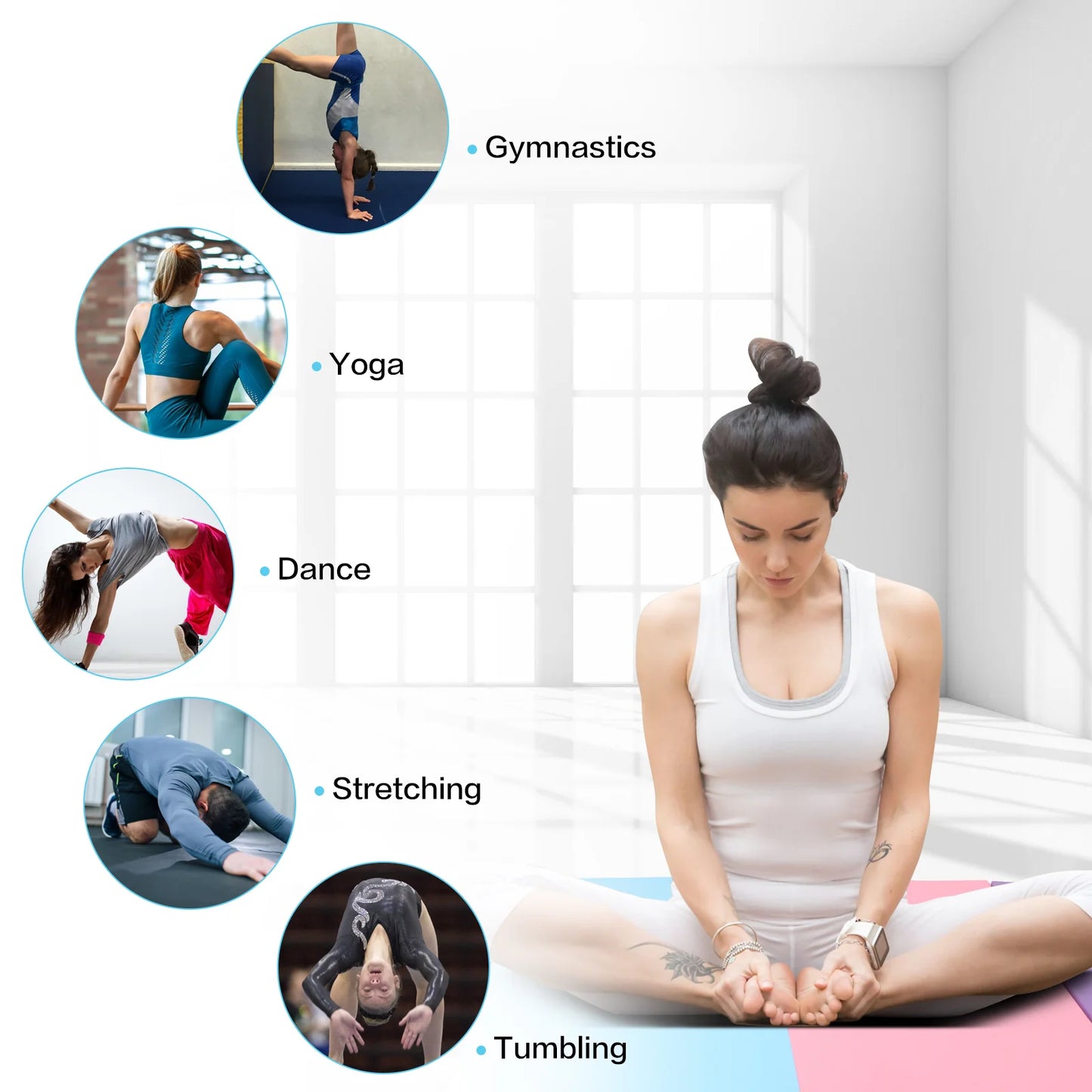 Gymnastics Mat 10'X4'X2" Foldable Tumbling Mats with Carrying Handles Four Fold Thick Exercise Mat for Home Aerobics Stretching Yoga