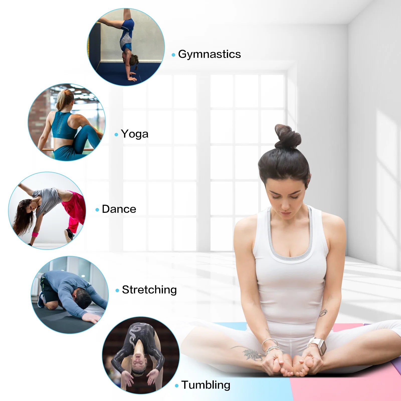 Gymnastics Mat 10'X4'X2" Foldable Tumbling Mats with Carrying Handles Four Fold Thick Exercise Mat for Home Aerobics Stretching Yoga