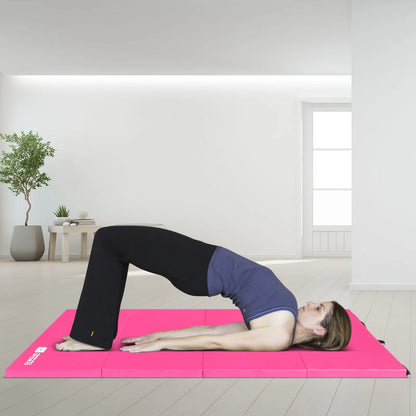 Gymnastics Mat 10'X4'X2" Foldable Tumbling Mats with Carrying Handles Four Fold Thick Exercise Mat for Home Aerobics Stretching Yoga