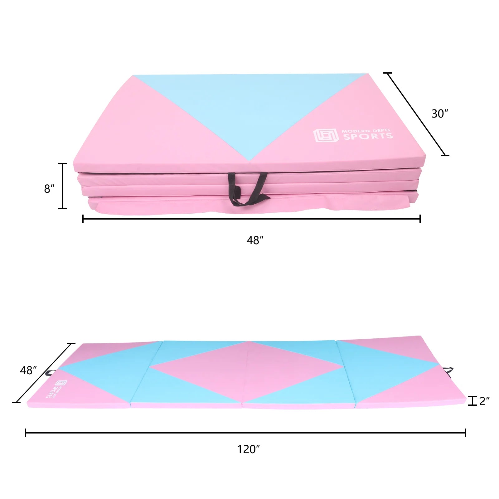 Gymnastics Mat 10'X4'X2" Foldable Tumbling Mats with Carrying Handles Four Fold Thick Exercise Mat for Home Aerobics Stretching Yoga