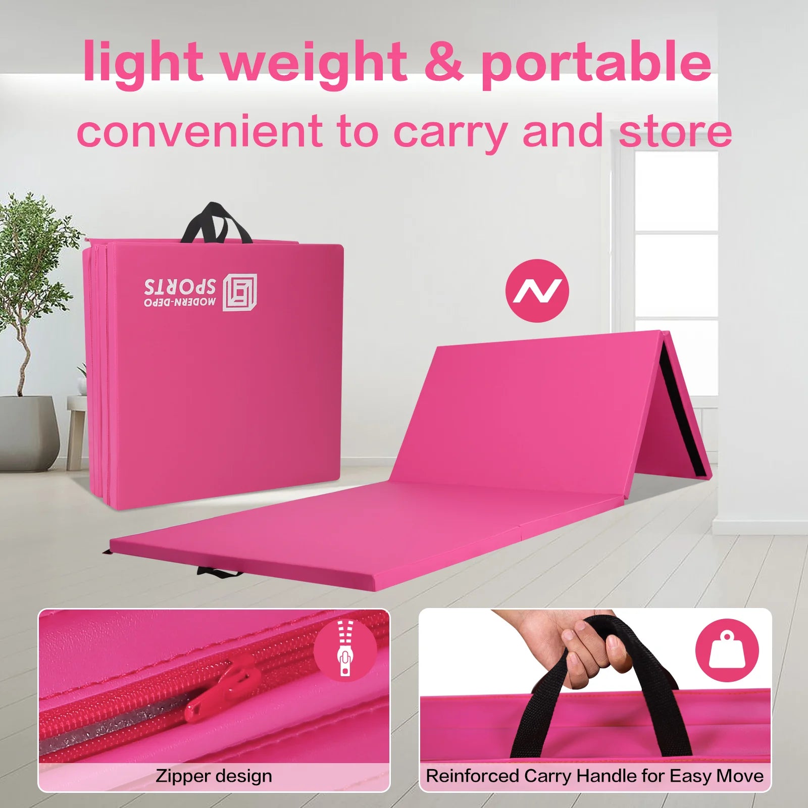 Gymnastics Mat 10'X4'X2" Foldable Tumbling Mats with Carrying Handles Four Fold Thick Exercise Mat for Home Aerobics Stretching Yoga