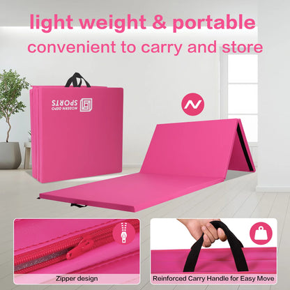 Gymnastics Mat 10'X4'X2" Foldable Tumbling Mats with Carrying Handles Four Fold Thick Exercise Mat for Home Aerobics Stretching Yoga