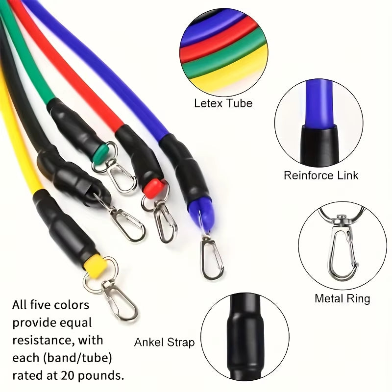 1Set 11Pcs Full-Body Training System | Progressive Tension Design for Strength/Yoga/Pilates - Complete Accessory Bundle